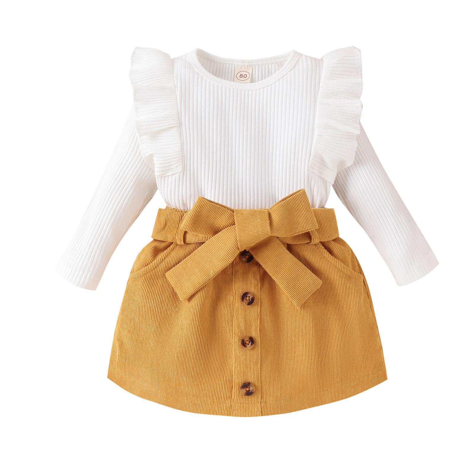 

И зимняя детская юбка с длинным рукавом, детская юбка-трапеция для малышей(3шт) 24M жёлтый