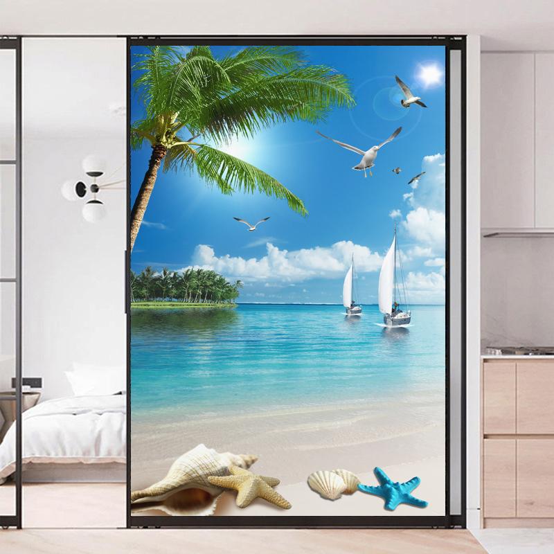 

Decorative Windows Film Privacy Beautiful Scenery Stained Glass Window Stickers No Glue Static Cling Frosted Window Cling Tint (as the picture,40x60cm WxH)