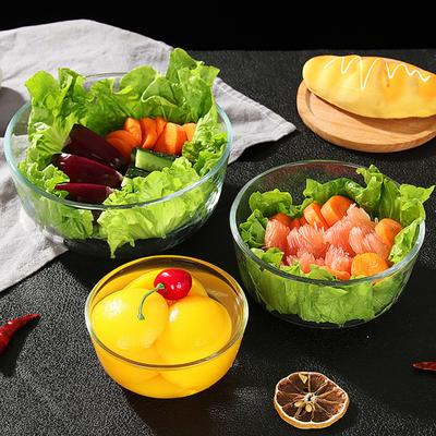 Glass Salad Bowl Thickened Serving Bowl for Salad Soup Noodles Oatmeal Large Capacity Round Dish Reusable Kitchen Dinnerware