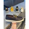 Doudou Shoes Spring and Autumn Black Lazy Business Casual Soft-soled Leather Shoes Loafer Board Shoes