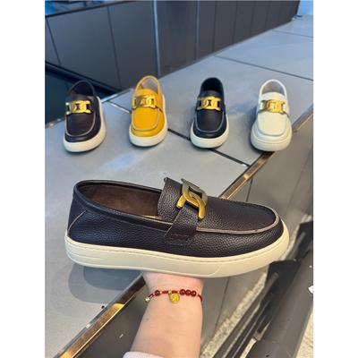 Sapatos Doudou primavera e outono preto preguiçoso business casual sapatos de couro de sola macia mocassim sapatos de plataforma