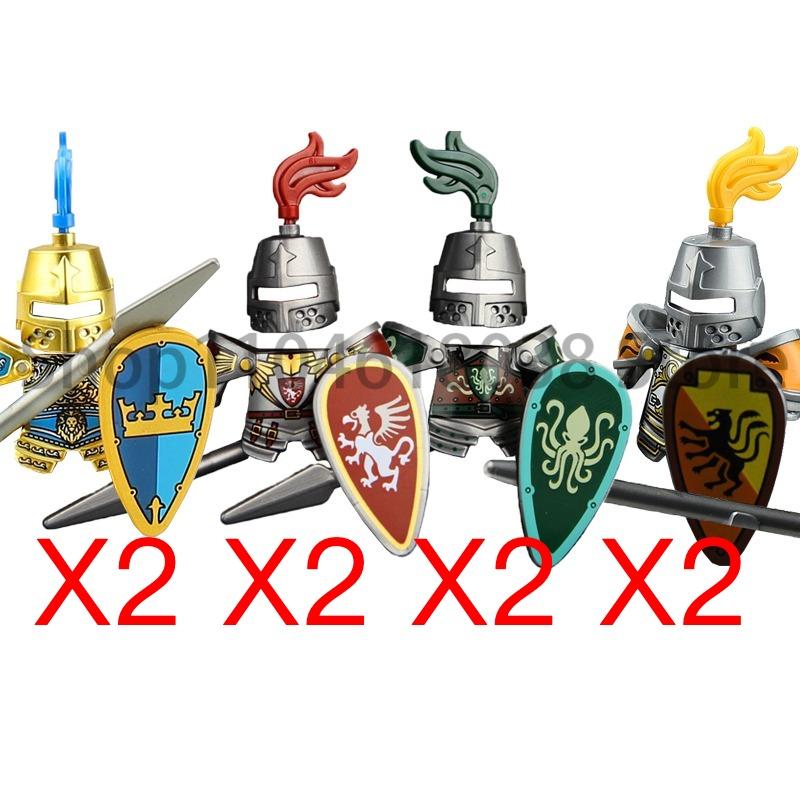 Medieval Military Figures Octopus Sea Demon Knights Building Blocks Weapons Accessories Sword Temple Spear Shield MOC MINiBricks