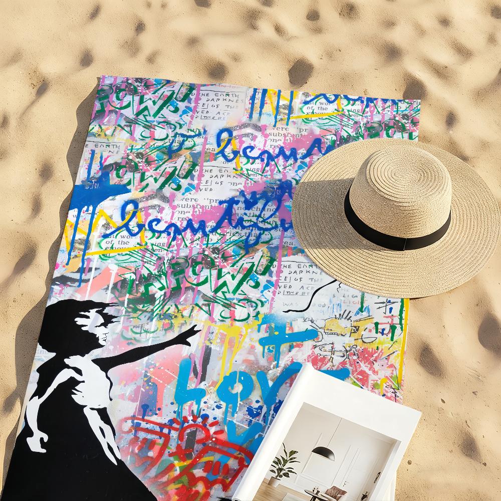 B-Banksy Graffiti Art Towel Soft Pool Gift For Travel Gym Shower Camping Quick Dry Sports Large Beach Towels