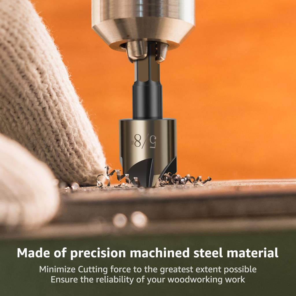 5/10 STÜCKE Sechskantschaft Titanbeschichtet Fünfschneiden Anfasmesser Senkbohrer 6-19mm Holzbearbeitung Punktansenker Werkzeugset