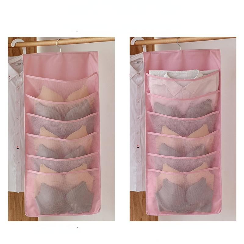 

Двусторонняя вешалка для нижнего белья, одежда, носки, бюстгальтер, джинсы, вешалка для хранения, сумка, шкаф, ящик, шкаф, сумки для хранения Pink 12 Grids