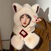 Anti-cold Winter Plush Hat Cartoon Ear Protection Cap Cute Animal Ear Scarf Hat Daily