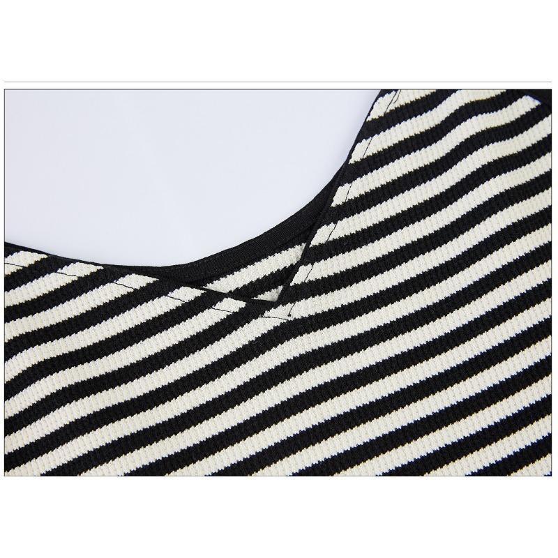 Women's Cotton Striped Camisole Vest Summer New V-neck Sexy Backless Hot Girl Inside Out Sleeveless Tops