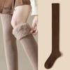 1 Pair Women Winter Socks Tihick Plush Over Knee Socks Anti-slip Solid Color Warm Thickened Stockings Warmth Socks for Various Occasions