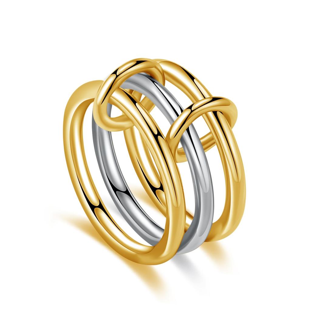 Fashion Gold And Silver Gold-Plated 4 Stackable One-Piece Thick Sparkling Zircon Rings For Women's Party Jewelry Rings