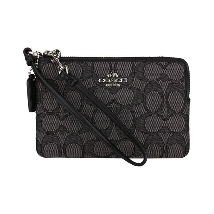 Coach Wristlet 16 Fabric Long Clutch Women Clutch Black 64283-SVDK6 Basic Set (Bag+Dust Bag)