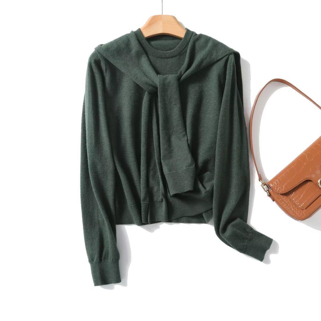 

2025 Spring Women s Versatile Casual Long-Sleeved Two-Piece Knit Sweater Small