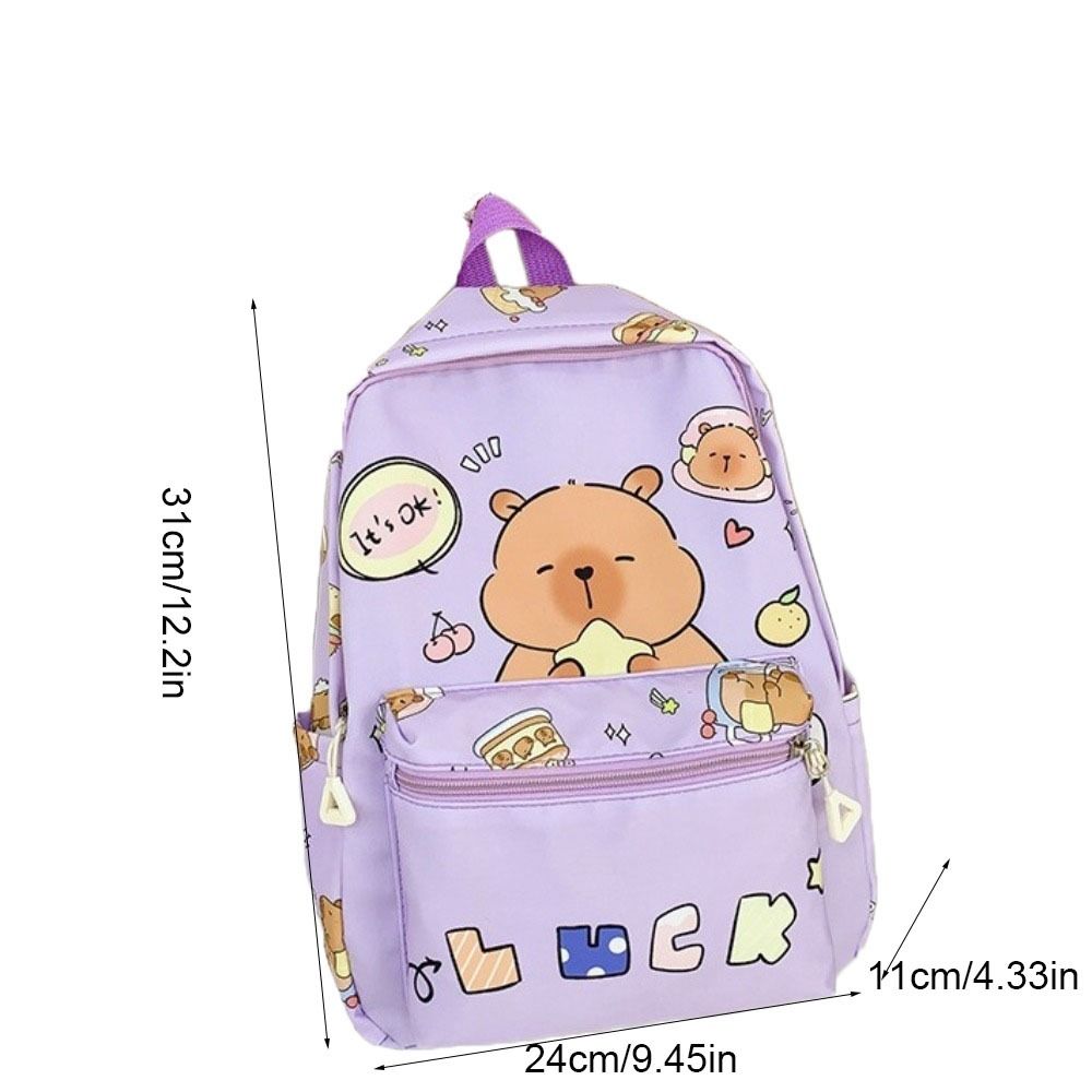 Thickened Capybara Backpack Nylon Children School Bag Cartoon Animal Daypack Unisex