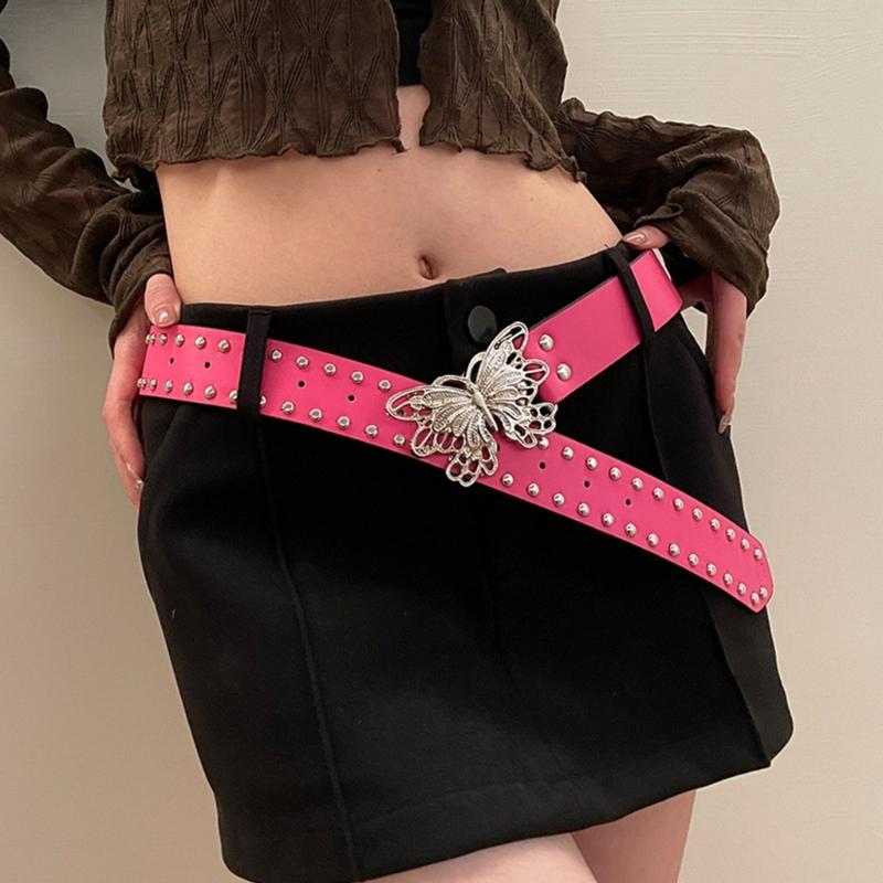 Fashion Enthusiasts PU Belt for Skirt Female Waist Belt with Butterfly Buckle