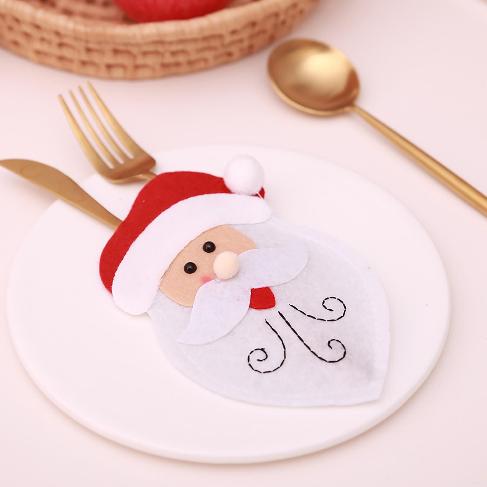 

Christmas Snowman Tableware Holder Silverware Holder Pockets Set Knife Spoon Fork Bags One Size