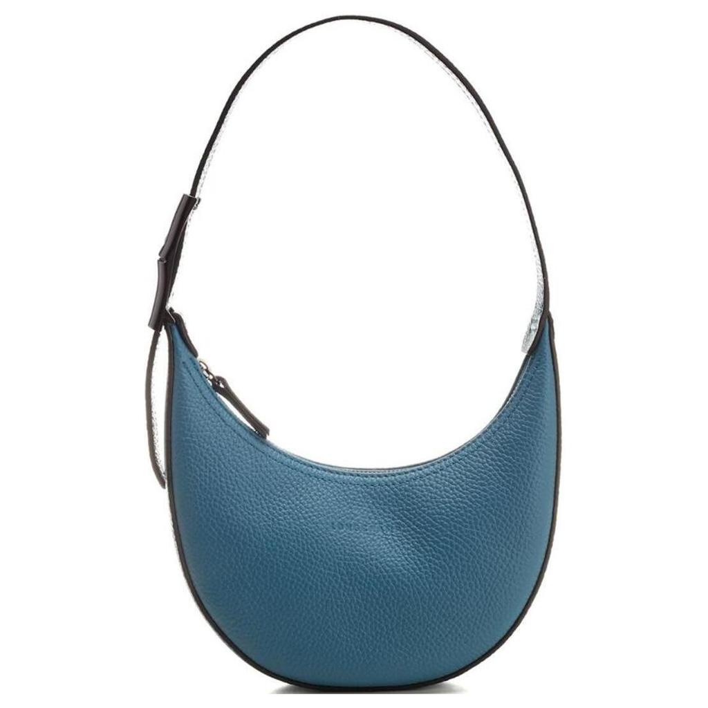 Longchamp Front Concave Embossed Logo Leather Tote Shoulder Bag Women handbags Peacock-Blue 10217968P89