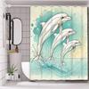 Carton Dolphin Pattern Bathing Curtain Bathroom Shower Curtain Waterproof With 12 Hooks Home Deco