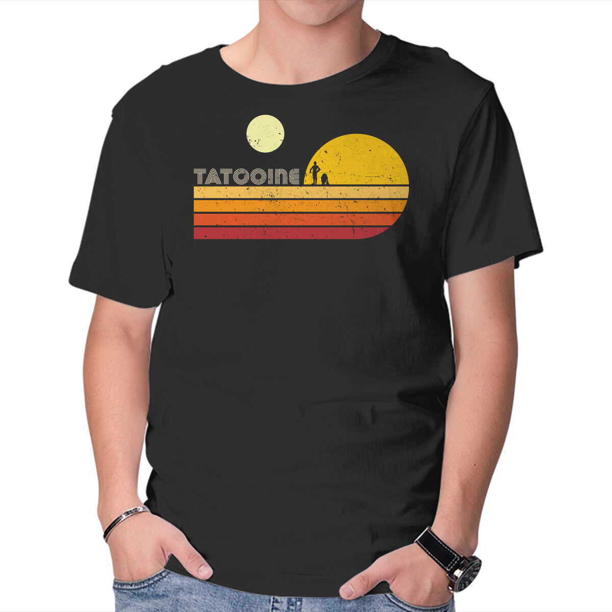 Unisex Crew Neck T-Shirt Two Suns Vintage Graphic Short Sleeve Casual Tee S