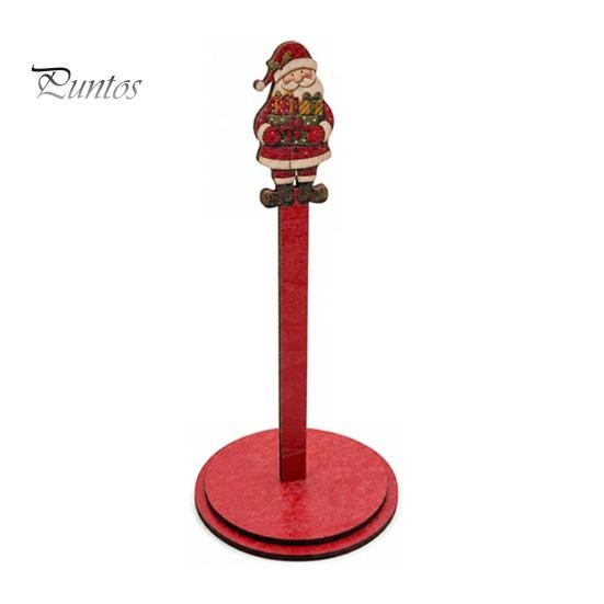 Decoración de Cocina Festiva Portarrollos de Papel de Cocina Navideño de Madera, Dispensador de Rollo 2D con Muñeco de Nieve, Estante Decorativo para Servilletas con Diseños de Papá Noel, Soporte para Comedor