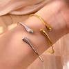 CARLIDANA Hammered Snake Stainless Steel Double Layer Cuff Bangle Water Wave Gold Plated Fashion Jewelry Bracelets Bangles