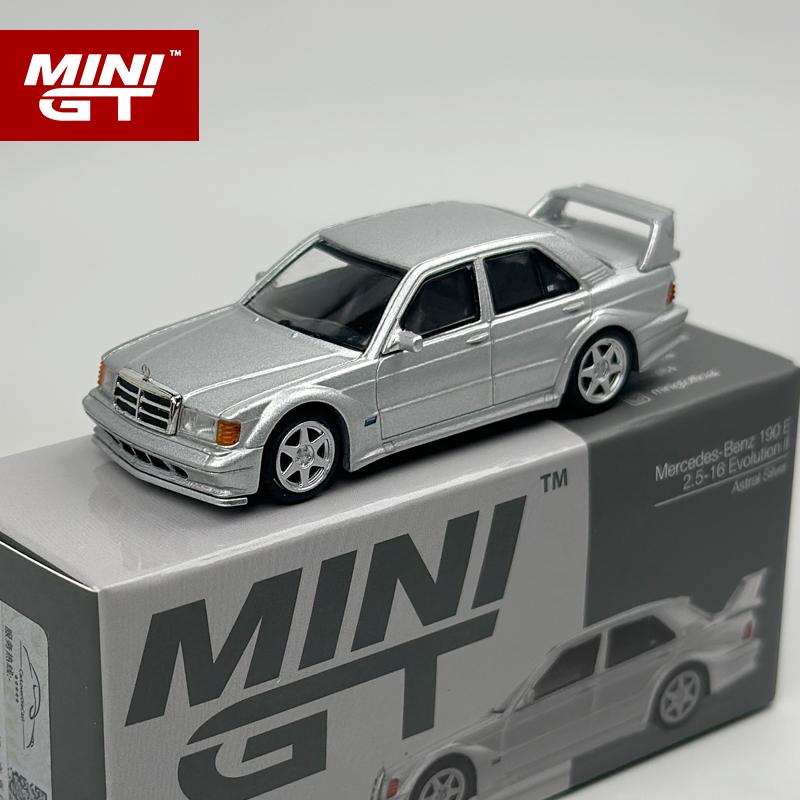 

MINIGT 1:64 Mercedes-Benz 190E 2.5-16 Evolution II Astral Silver alloy car model 852