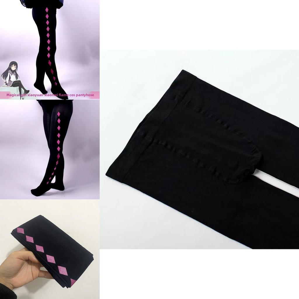 Puella Magi Madoka Magica Akemi Homura Cosplay Leggings With Knit Fabric For Daily Wear