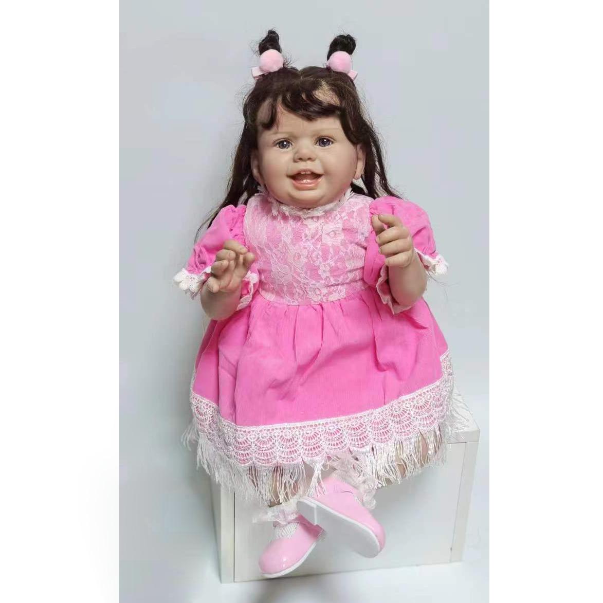 

27 дюймов Happy Smile Reborn Baby Dolls ткань для малышей тело ручная роспись с укорененными волосами кукла Newbron игрушечные лошадки для детей подарки на день рождения 27 inch синий