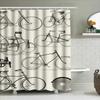 Vintage Bicycle Shower Curtain Waterproof Bathroom Decor With Retro Style Classic Design 3D Printed Black White Cycle Wall Hangi