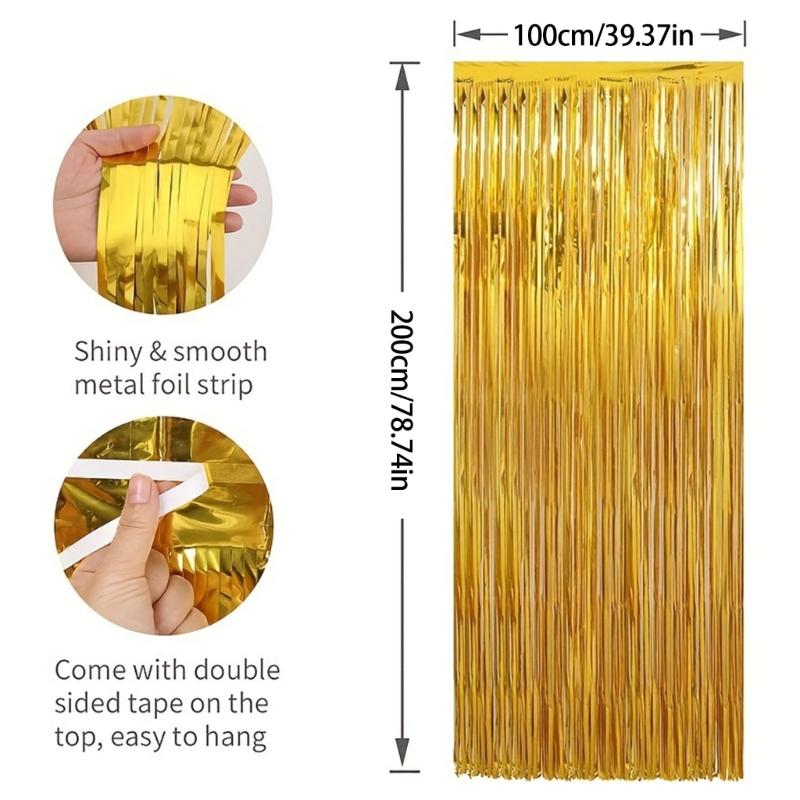 Metallic Tinsel Curtain Photo Booth Door Hanging Streamers Backdrop Birthday Wedding Bachelorette Party Decoration