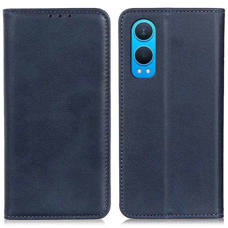 

For OnePlus Nord CE4 Lite 5G / Oppo K12x 5G Wallet Case Cowhide Texture Leather Phone Cover - Blue
