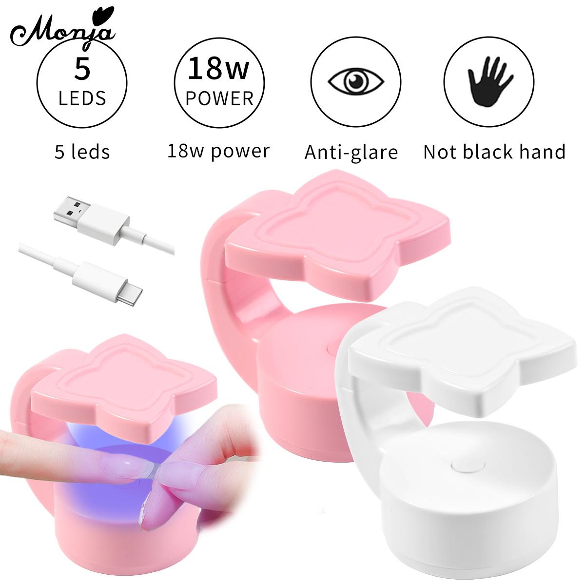 

monja Лампа для сушки ногтей 18 Вт, 5 светодиодов, мини-сушилка-бабочка, УФ-гель-лак, маникюрный аппарат с USB-кабелем, инструменты для дома, путешествий, «сделай сам»