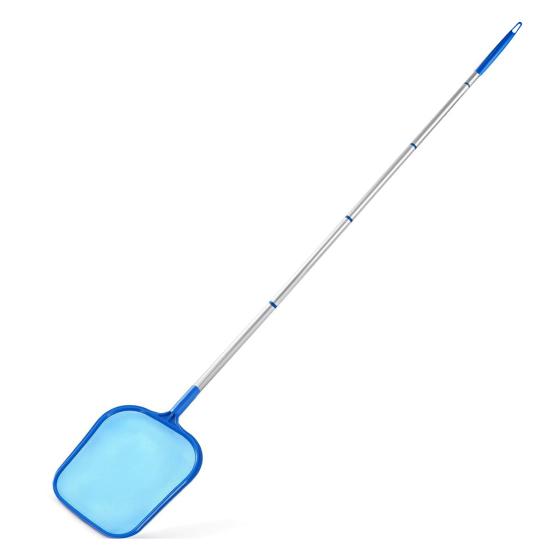 Pool Leaf Skimmer Net Fine Mesh Netting Basket with 5 Aluminum Pole Sections Pool Skimming Tool for Debris Collection Spa Pond