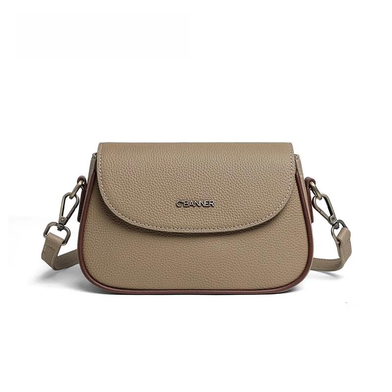 C.BANNER Crossbody Bag, Leather Handbag, Shoulder Bag, Grey