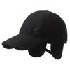 Warm Solid Color Baseball Cap With Ear Protection For Elderly Men In Winter