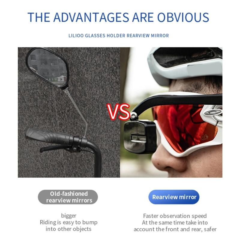 Ergonomic Cycling Safety Glasses Mount Helmet Mirror Adjustable Bike Eyeglass Rearview Mirror Cycling Accessory