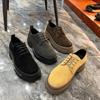 2025 Men's Black British Style Suede Leather Shoes - Height Boosting, Casual Work, Autumn/Winter Collection