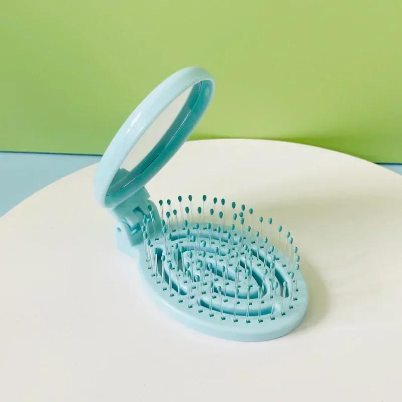 

Складная маленькая расческа для волос с зеркалом, портативная массажная гладкая расческа 2 в 1, складная портативная полая расческа, аксессуары для укладки