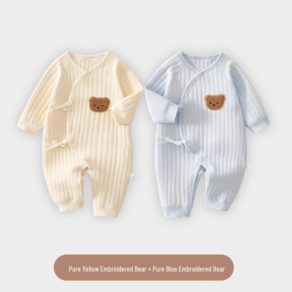 Jingqi Cotton-Padded Newborn Romper: Autumn/Winter Side-Opening Pajamas