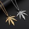 Catena Charm Gioielli Uomo Rock Acciaio Titanio Punk Vintage Foglia d'Acero Collana Choker Hip Hop Pendente Foglia