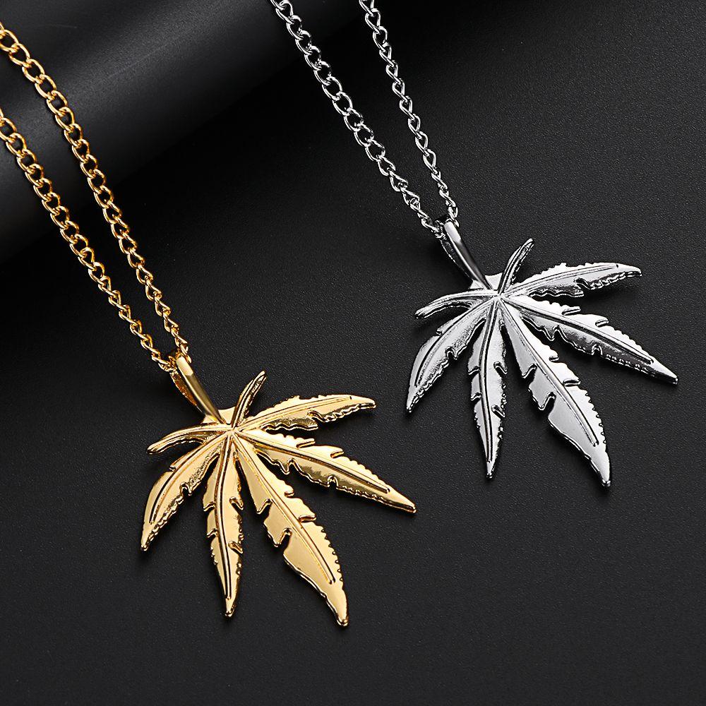 Catena Charm Gioielli Uomo Rock Acciaio Titanio Punk Vintage Foglia d'Acero Collana Choker Hip Hop Pendente Foglia