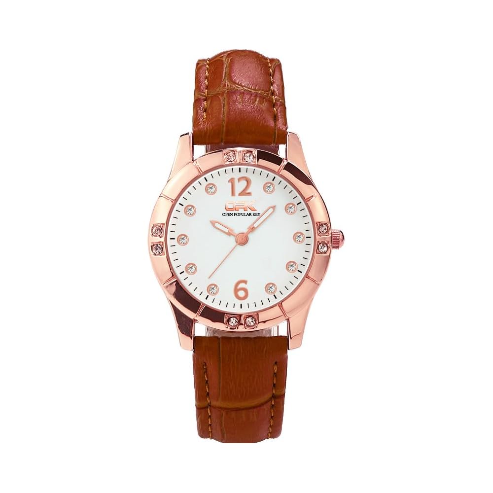 OPK Women s Quartz Simple Elegant Lightweight Waterproof Luminous Brown Watch
