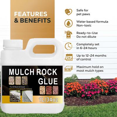 500ml/1L Mulch Rock Glue Fast-Drying & Weather-Resistant Gravel Binder For All Mulch & Gravel Effective Landscaping Maintenance