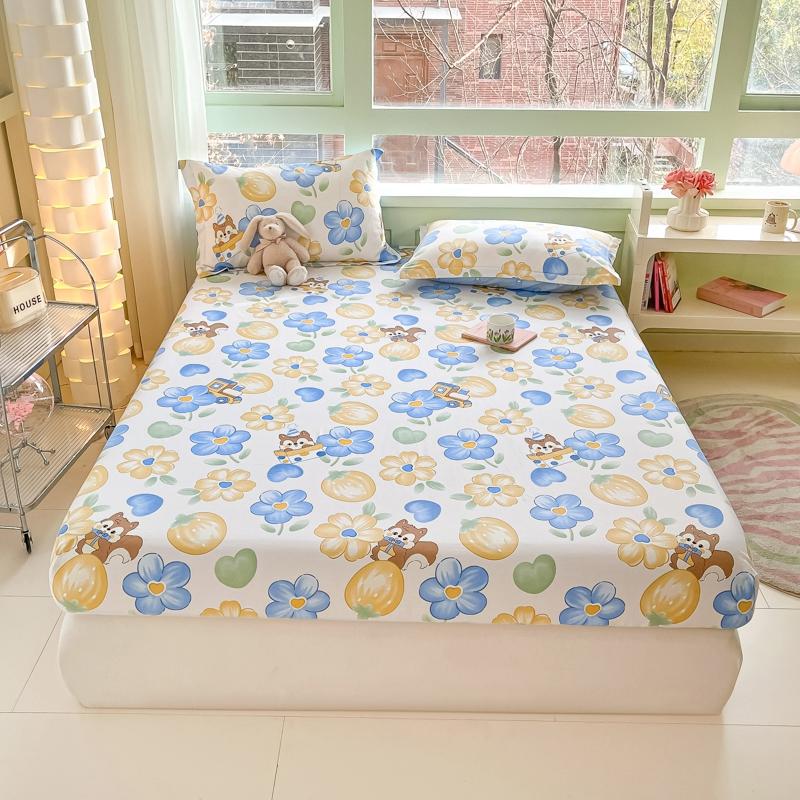 Kawaii Cartoon Panda Fitted Sheet,Bamboo Floral Wild Animals Bed Sheet Set Cotton Bed Cover With Deep Pocket For Child Kids Room