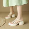 Soft leather high heels women's summer 2025 new versatile soft sole retro muffin thick bottom open toe thick heel sandals