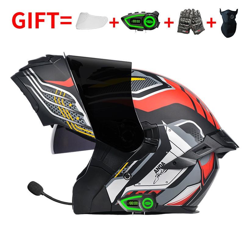 Bluetooth Motorcycle Full Face Helmet Men Women Flip-Up Design All Season ABS Safety With 3C Certification