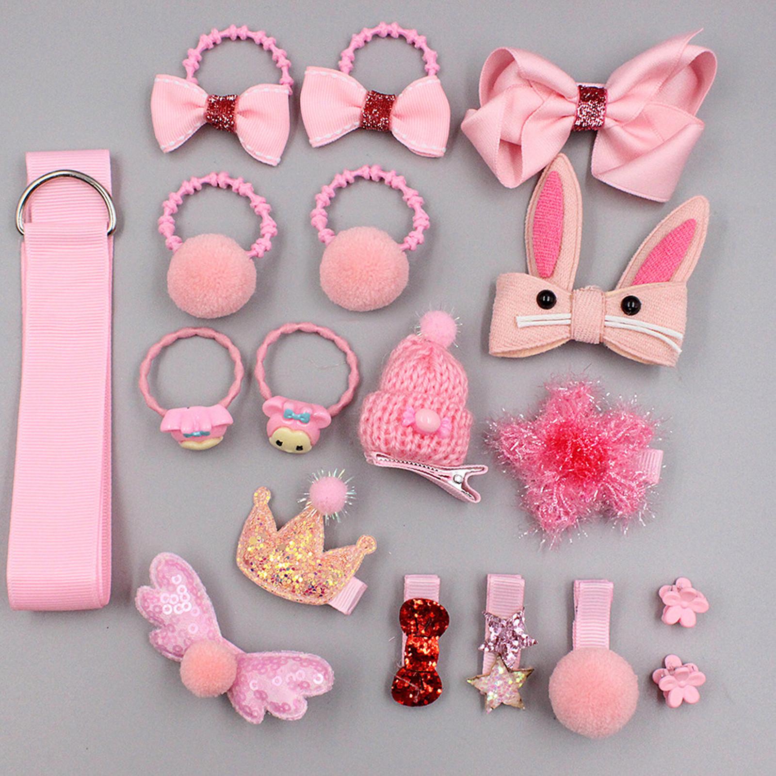 

18 шт., заколки для волос для маленьких девочек, милые бантики для волос, эластичные резинки для волос, аксессуары для волос One Size розовый