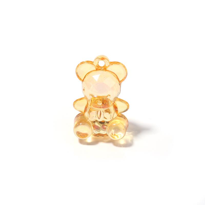 10Pcs/lot Acrylic Bear Charms For Jewelry Making Transparent Cute Animal Beads Diy Pendants Necklace Accessories