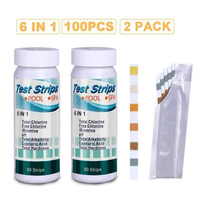 Havuz Ve Spa Test Şeritleri 100 Adet 6'sı 1 Arada Su Test Kiti Yüzme Havuzu Jakuzi İçin pH Siyanürik Toplam Sertlik Serbest Toplam Alkaliniteyi Tespit Eder