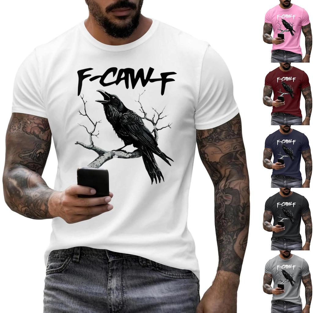 Men's Fashion Casual  Printed Short Sleeve Round Neck Pullover Tops