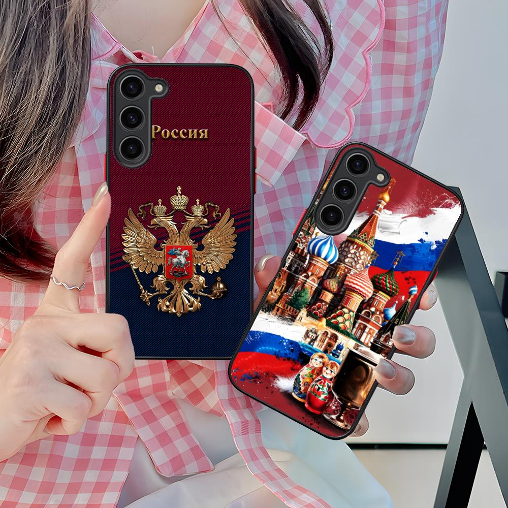 Russia Flag Silicone Mobile Phone Case for Samsung Galaxy S26 S25 S24 S23 S22 S21 Plus FE Ultra Colorful Cover