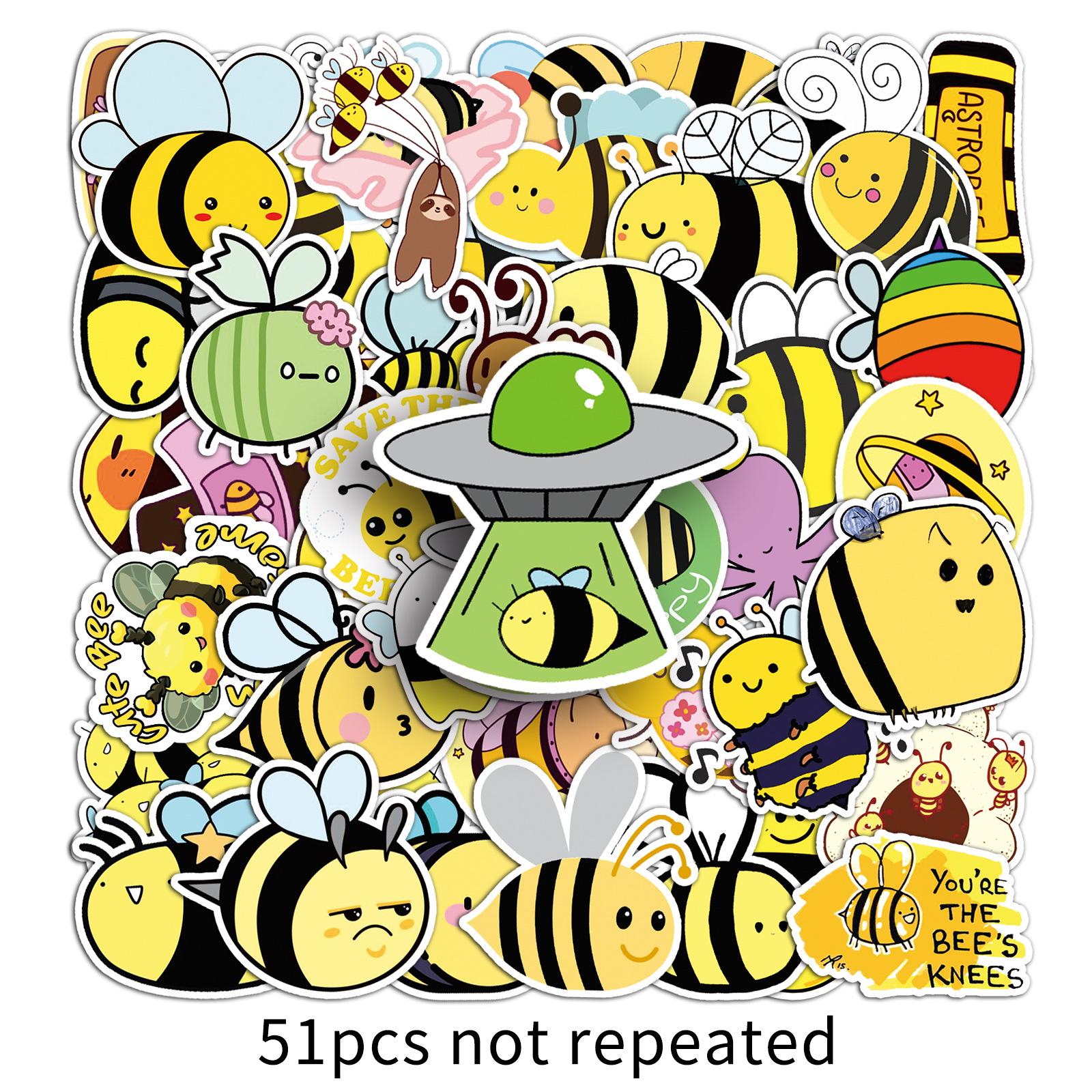 51 Cute Bee & Insect Stickers - Colorful Cartoon Animals for Journals & Suitcases